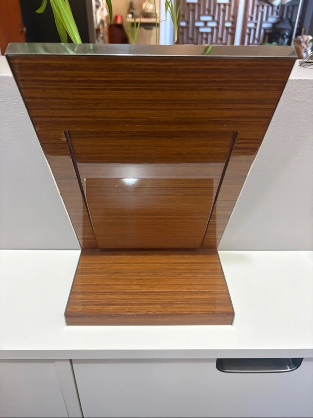 Salvatore Ferragamo Brown Wood Tabletop Mirror with Script Logo